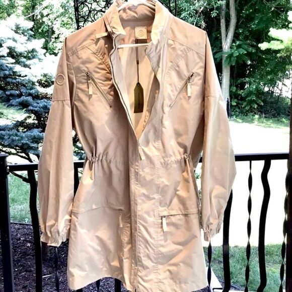 MAX STUDIO BEIGE UTILITY JACKET WITH HOOD M NWT - Picture 1 of 11